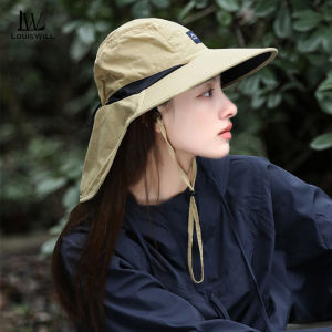 LouisWill หมวกคลุมขนาดใหญ่หมวกแก๊ปหมวกชายหาดกันแดดหมวกหมวกป้องกันแสงแดดปีกกว้างหมวกชาวประมงแบบพกพาหมวกกันแดดลำลองหมวกป้องกัน UV สำหรับท่องเที่ยวกลางแจ้งฤดูร้อน