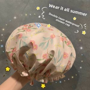 Waterproof Home Use Hair Treatment Dedicated Double Layer Thin Shower Cap