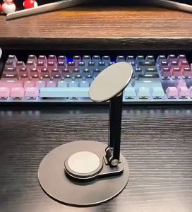 MagSafe อลูมิเนียมอัลลอย พับเก็บได้ หมุนได้ 360 องศา แท่นวางมือถือแบบแม่เหล็ก iPhone ที่วางมือถือตั้งโต๊ะ เรียบร้อย 3 มุม วางแท็บเล็ต