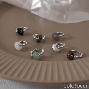 Bolo สไตล์จีนใหม่สีบล็อกต่างหูวงกลมสําหรับผู้หญิงขนาดเล็ก ทันสมัย Minimalist อบสด อินเทรนด์ เครื่องประดับหู