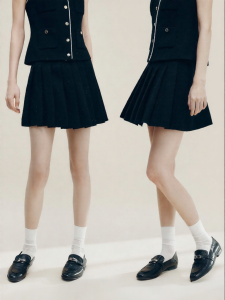 FAMANXUAN | French Chic Black A-Line Pleated Skirt