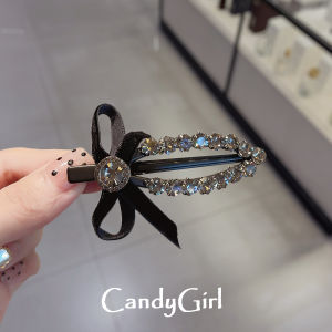 Elegant Velvet Hair Clip with Shiny Rhinestone Duckbill Clip for Women Side Bun Hair Accessory Fashionable Hair Card