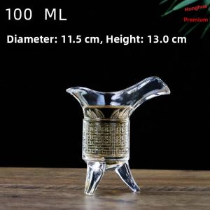 Creative Personalized Emperor King Cup Ancient Three-legged Chinese White Wine Glass Set Glass Liquor Pouring Device Vintage Style