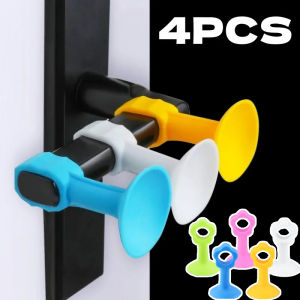 4ชิ้นลูกบิดประตูแบบพกพาแผ่นรองจุกดูดซิลิโคนสำหรับใช้ในครัวเรือนที่จับประตูกันกระแทกแผ่นป้องกันความเสียหาย