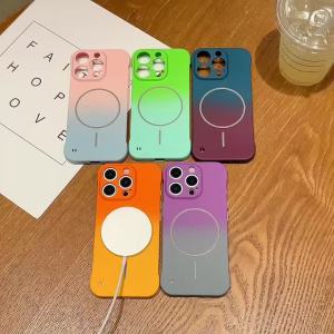 Ốp Điện Thoại Không Viền Màu Sắc Chuyển Sắc Candy Tương Thích Với Magsafe Dành Cho iPhone 17/16/15/14/13/12/11 Pro Max - Vỏ Bảo Vệ Nhẹ Chống Xước Từ Tính