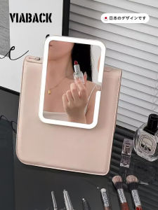 Travel Makeup Bag with Mirror High End Cosmetic Storage Cube Shape PU Material Universal Pure Color for Home And Travel Use