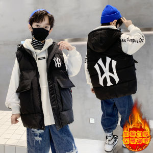 Thickened down Cotton Vest for Boys Autumn Winter Style Childrens Clothing Outerwear Boys Jacket Zipper Closure Polyester Fiber