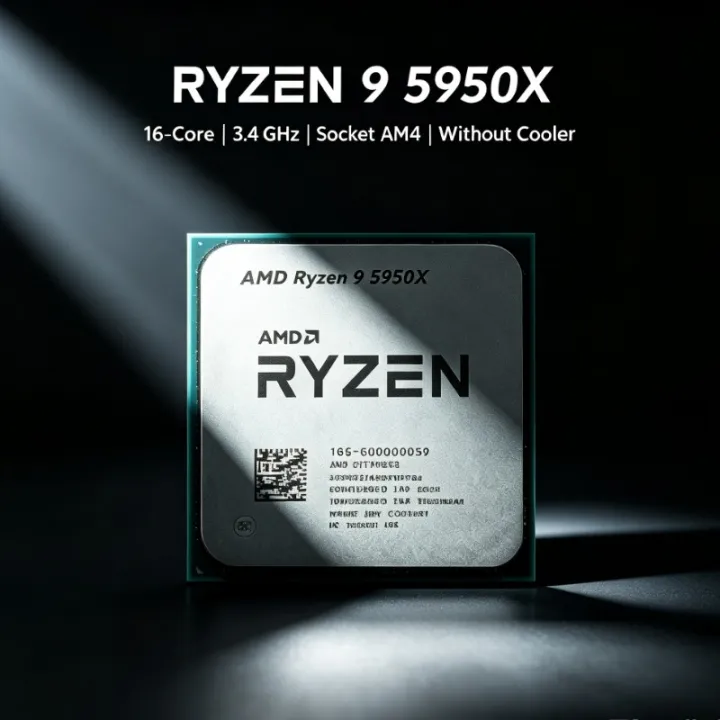 AMD | AMD Ryzen 9 5950X 16‑Core Processor Socket AM4 Without Cooler For Gaming Rendering Desktop PC Assembly