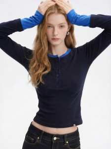 Retro Color Block Slim Fitting Tshirt