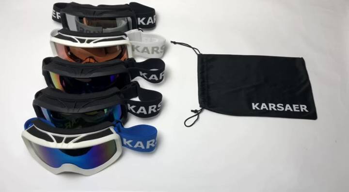 Karsaer Ski Goggles Anti-Fog Snow Goggles OTG 100% UV Protection Snowboard Goggles Bendable Dual-Lenses for Men Women Youth