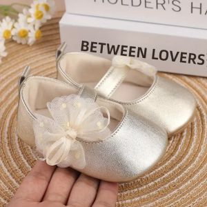 Giày Mary Jane Bằng Da PU Cho Bé Gái Thiết Kế Nơ Bướm Chống Trơn Trượt Khóa Dán Tiện Lợi Kiểu Dáng Thời Trang Giày Tập Đi Đầu Tiên Cho Bé.