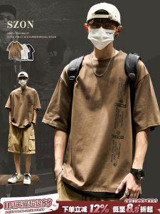 Áo Thun Nam Tay Ngắn Cổ Tròn Dáng Rộng Phong Cách Hip Hop Chữ Mỹ Cổ Điển Mùa Hè Áo Thun Cotton Polyester Thường Ngày Cho Thanh Thiếu Niên