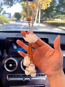 Trang trí gương chiếu hậu xe ô tô treo hoa sen phong thủy 2024- Khánh Treo Hoa Sen Tam Sinh Tam Thế May Mắn Tài  Lộc