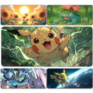 Bandai | Pokemon Jolteon Gaming Mouse Pad Large Desk Mat 2MM Stitched Edge Keyboard Pad Non Slip Rubber Base Office Table Mat