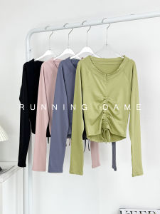 2025 New Womens Yoga Sportswear Tight Long Sleeve Running Fitness Clothes Drawstring Half Zip Soft Comfortable Quick Dry Breathable