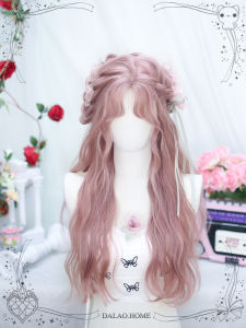 Bosss Lolita Wig Two-Dimensional Long Curly Hair "Spring Sakura" Artificial Nature Pink Japanese Style Full-Head Wig