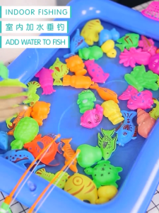 26pcs Fish Toys Waterproof Magnetic Floating Fun Fishing Game Playset with Inflatable Pool
