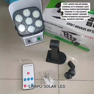 V107 LED LAMPU SOLAR LAMP MODEL KAMERA CCTV SENSOR LIGHT TENAGA SURYA WATERPROOF SMART SENSOR GERAK.