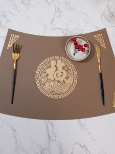 High End Leather Dining Mat Double Sided Fan Shape for round Table Hotel Restaurant Western Dinner Pad Heat Resistant Plate Mat