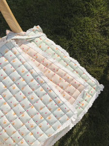 Đệm Ghế Vuông LittleBerry Họa Tiết Hoa Dễ Thương Dành Cho Bé Gái Viền Cotton Màu Xanh Lá Cây Hồng Xanh Lá Cây Dây Thừng Phong Cách Đồng Quê