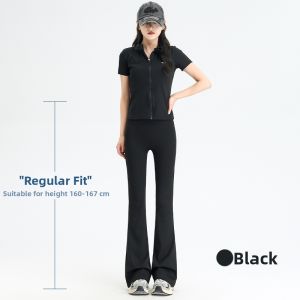 Lass Vary | New Fleece-lined Womens Slightly Flared Cropped Yoga Pants