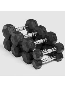 BAQILING | Hex Rubber Coated Solid Iron Commercial Dumbbell