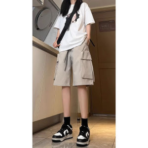 Khaki Workwear Short Pants Men Summer Trendy Nylon Waterproof Outdoor Casual Sports Five-Quarter Length Straight Leg Trousers