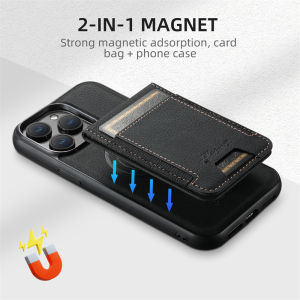 MagSafe Compatible Magnetic Absorption Card Holder Phone Case Detachable  15Plus 14 13Promax Stand with Card Slot 12 Insert Card 17Air Protective Case Drop Resistance New Model Elastic Edge