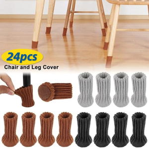 24PCS Cute Universal Knitting Chair Foot Cover Leg Sock Protective Case Multicolor Non-Slip Floor Furniture Protector Home Decor