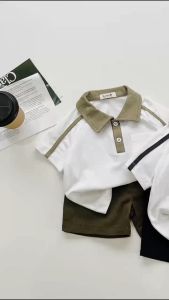 BE163 Bộ áo polo cộc tay quần đùi BEEMO quần áo bé trai phong cách Hàn Quốc năng động thể thao
