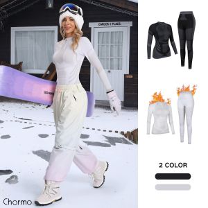 CHARMO Women Quarter Zip Thermal Underwear Set Long Sleeve Ski Base Layers for Women for Cold Weather