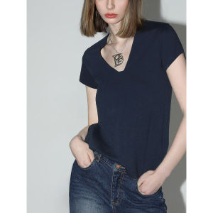 COCOBELLA | Minimalistic V-neck White T-shirt