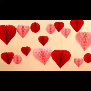 2PCS Love Honeycomb Ball Lantern 25cm Colorful Paper Lantern Heart Ball Flower Wedding Birthday Deepavali Decorative