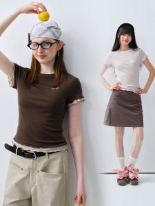 PSO Brand | Contrast Two Pieces Rolled Hem Waist Fitted Short Sleeve T-Shirt