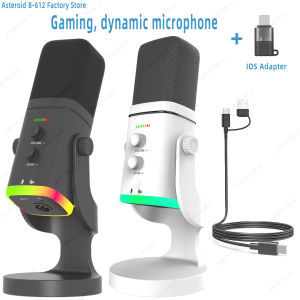 USB microphone for PC/Mac gaming recording live streaming and podcasting PC gaming condenser/coil microphone with phone adap