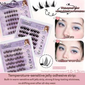VelvetLash【Local Stock】Glue-Free Easy-Use Natural False Lashes Single Bunches Waterproof Cluster Lashes Swollen Eyes Friendly Travel Size