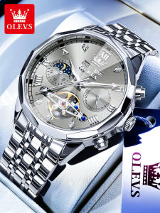 OLEVS | Đồng Hồ Tự Động Cơ Đa Chức Năng với Gương Hình Thoi Thiết Kế Skeleton Thời Trang Chống Nước và Đèn Đêm