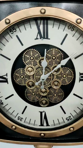 #25093 Retro Metal Geared Square Wall Clock for Home Office Decoration Analog Clock Vintage Style