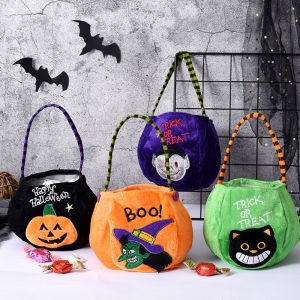 Cute Halloween Candy Bag Halloween Pumpkin Pattern Portable Three-dimensional Handbag Cosplay Props Gift Basket Kids Gifts