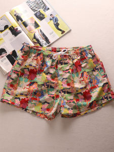 Japanese Style Vintage Printed Summer Youth Trendy Men Beach Pants Quick-Drying Athleisure Shorts Running Loose Swimming Trunks