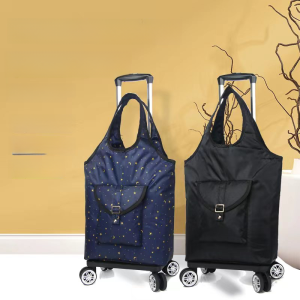 Portable Folding Shopping Cart Vegetable Buying Hand Pull Bag Elderly People Home Luggage Bag Travel Essential Storage Organizer