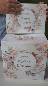 เซ็ทใหญ่  สมุดเซ็นอวยพรขนาดA4(21x30cm) + กล่องใส่ซองแต่งงานขนาด 29x29x29cm พร้อมส่ง