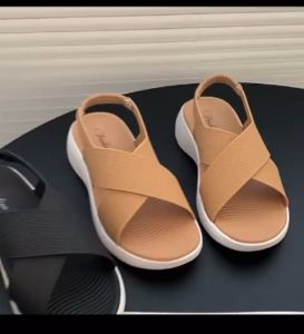 Lady comfortable full rubber simple cross strap sandal