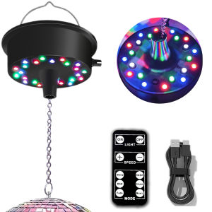 Mirrors Ball Motor with Remote 5-10 RPM Disco Ball Adjustable Spinner with 23 RGBW LED Rotator with Multi Light Mode