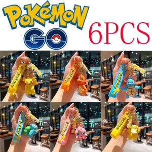 Takara Tomy | Pokemon Keychain Pikachu Anime Action Figure Toy Kawaii Cartoon Fashion Charmander Psyduck Doll Keyring Car Bag Widget Kid Gift