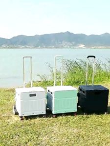 50LShopping Cart Grocery Cart Climbing Wheels Silent Wheels Storage Box Outdoor Camper