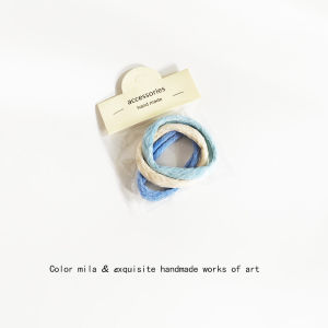 Simple Salted Sea Blue Diamond Pattern Hair Towel Summer Hair Tie Basic Versatile Childrens Hair Vine Hair Accessories