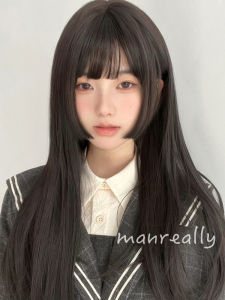 Natural Black Long Hair Womens Wig Realistic Scalp Simulation Lolita Style Jellyfish Hair Cover for Hair Loss And Thin Hair
