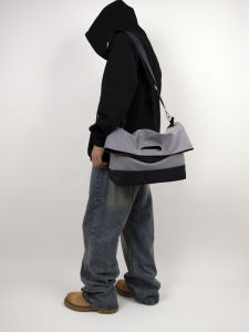 HKK Canvas Sports Fitness Bag Mens Large Capacity Shoulder Strap Anti-Water Commuter Tote Bag Fashionable Crossbody Bag