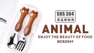 304 Stainless Steel Cartoon Children Tableware Fork Spoon Set Chopsticks Peralatan Makan Kanak 儿童餐具